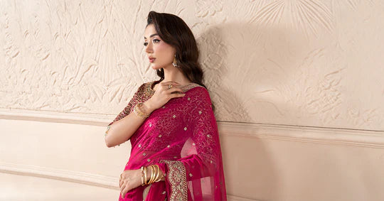 Embroidered Chiffon Saree